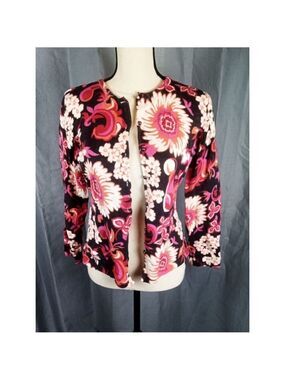 Women's Bamboo Traders Floral Cardigan M Brown Pink